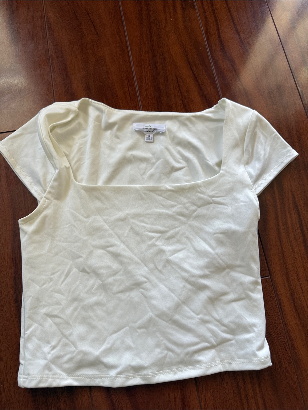 White crop top square neck